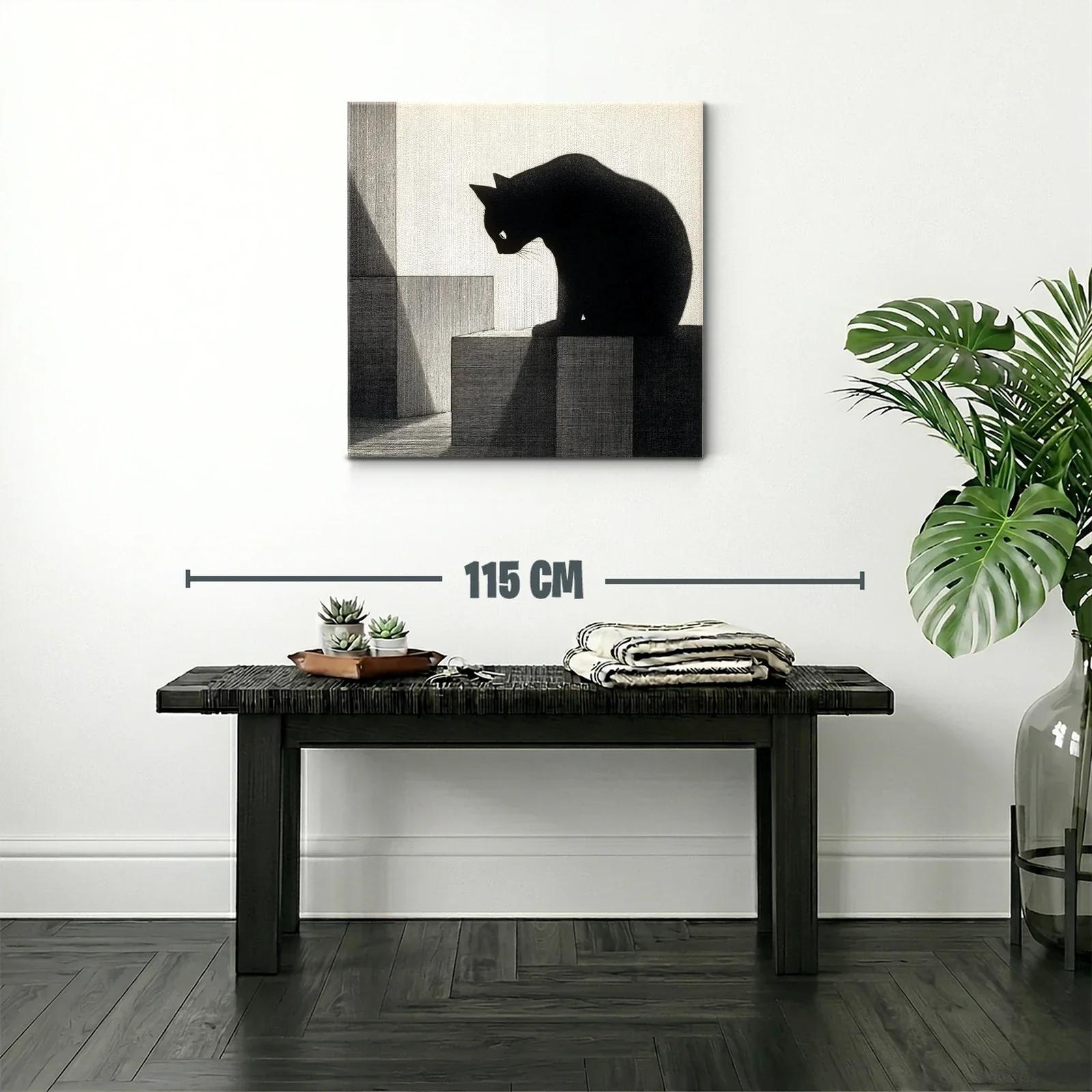 Silueta de gato oscuro sobre cubos geométricos — miniatura 2