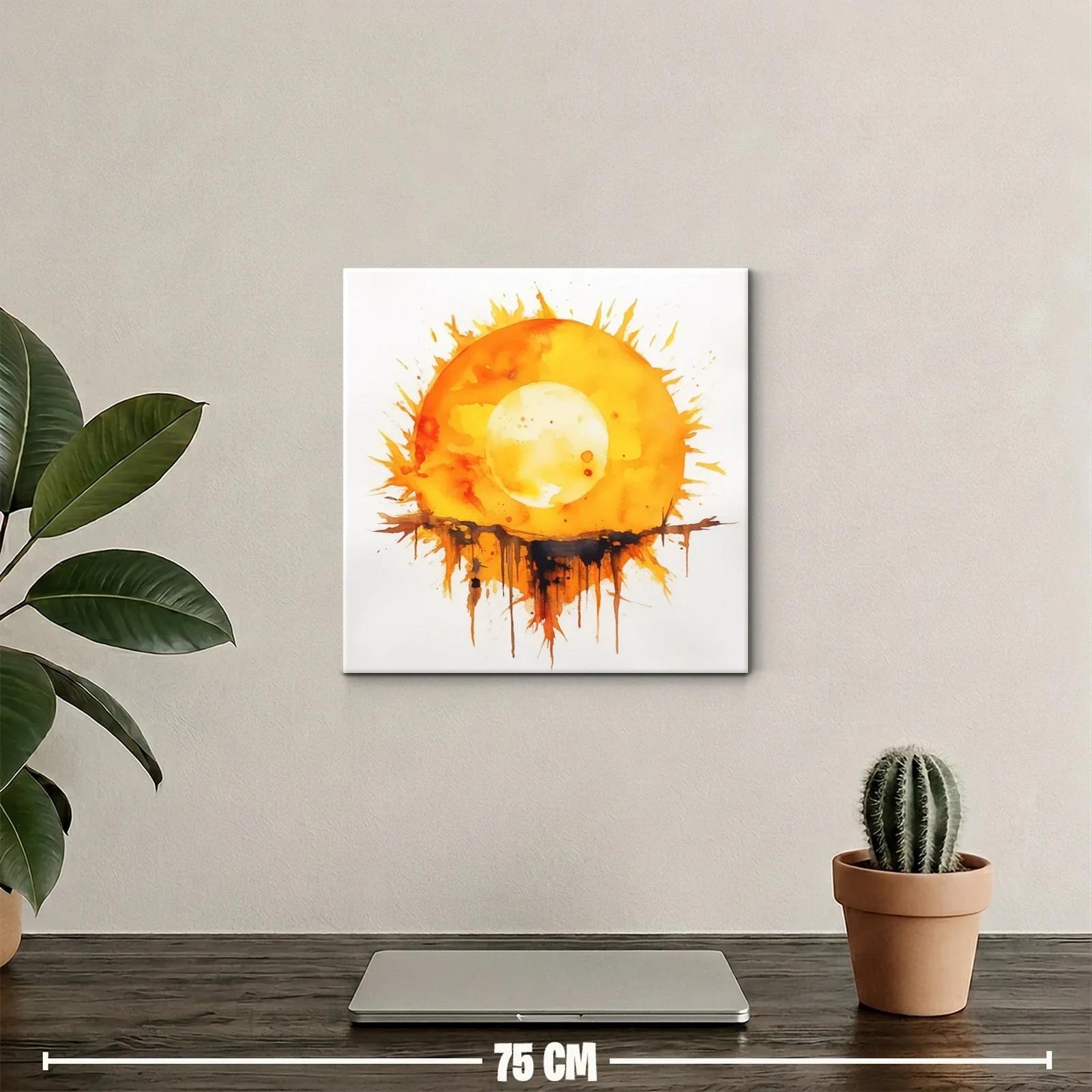 Cuadro Abstracto Sol Radiante con Efecto Acuarela — miniatura 2
