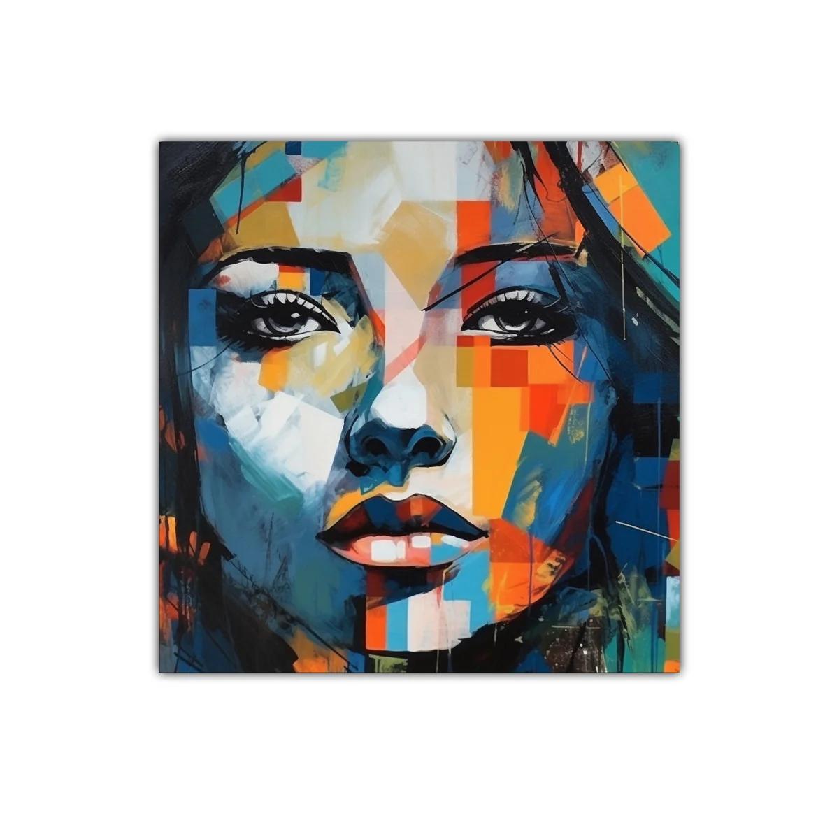 Retrato abstracto con vibrantes colores cálidos y fríos — miniatura 1