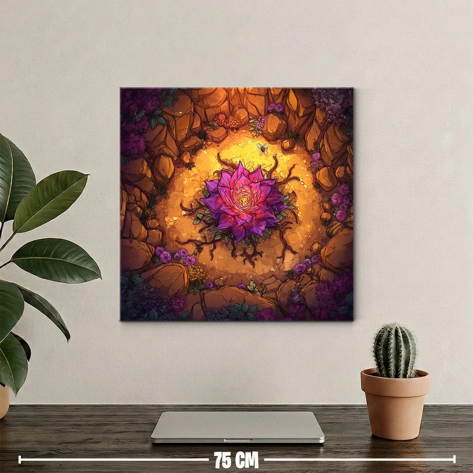 Flor luminosa rodeada de naturaleza en tonos cálidos y violetas — miniatura 2
