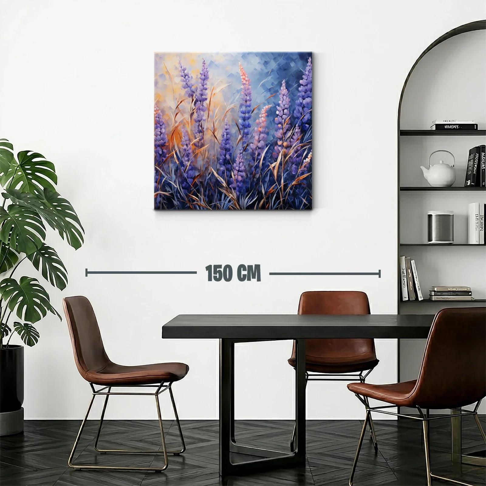 Cuadro floral con tonos violeta y azul suave — miniatura 2
