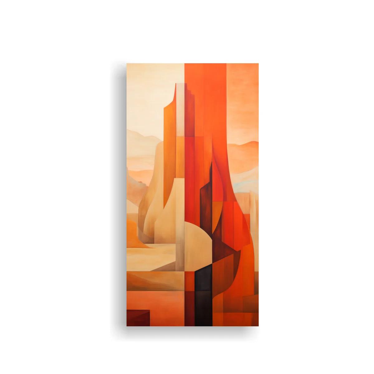Cuadro torres abstractas facetadas en tonos cálidos