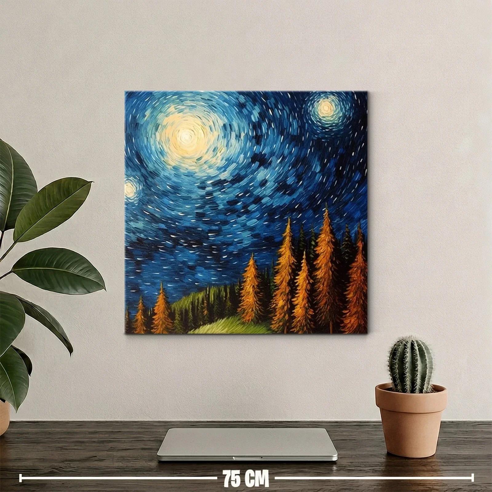 Cielo estrellado vibrante sobre bosque otoñal — miniatura 2