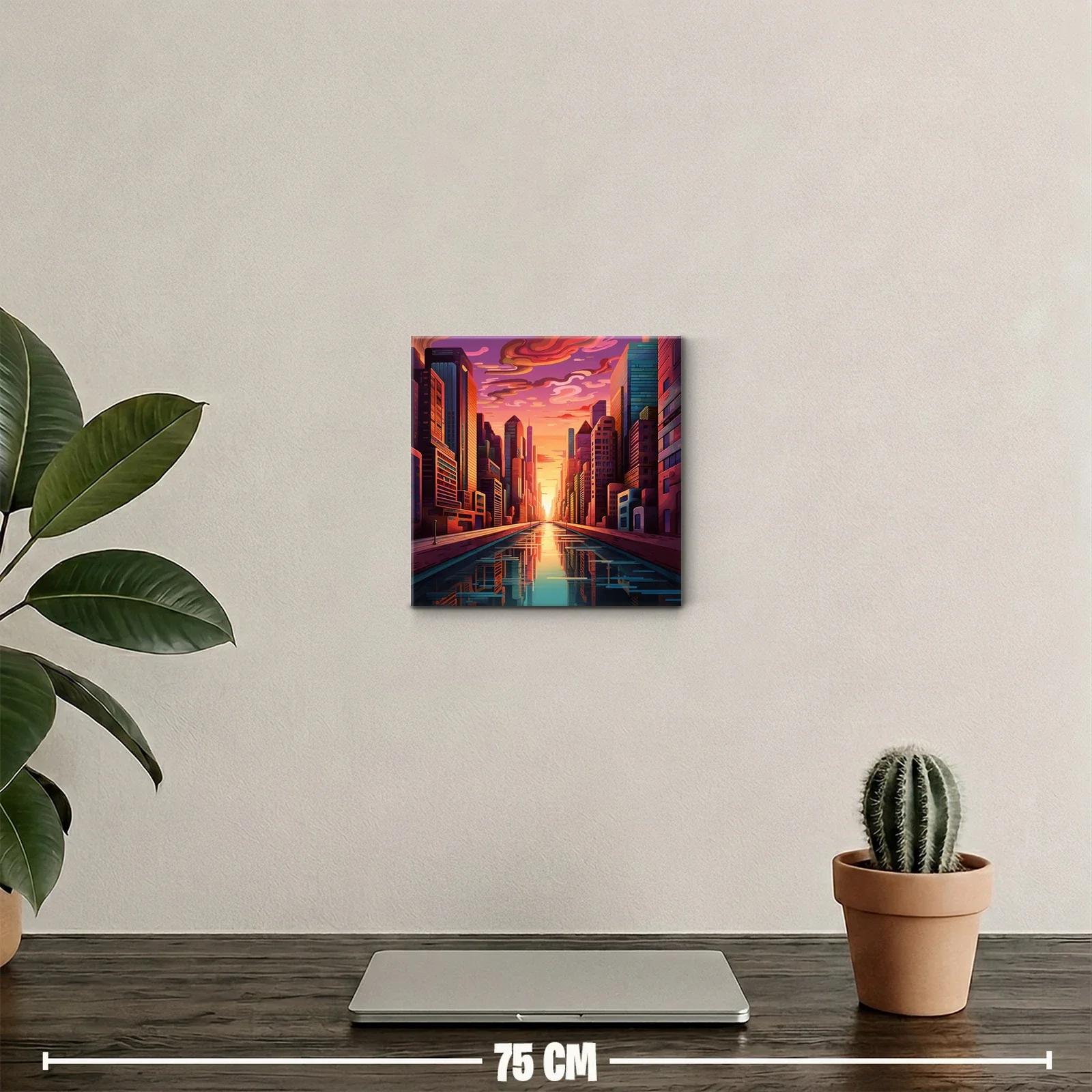 Atardecer urbano con reflejos de luz dorada y rosa — miniatura 2