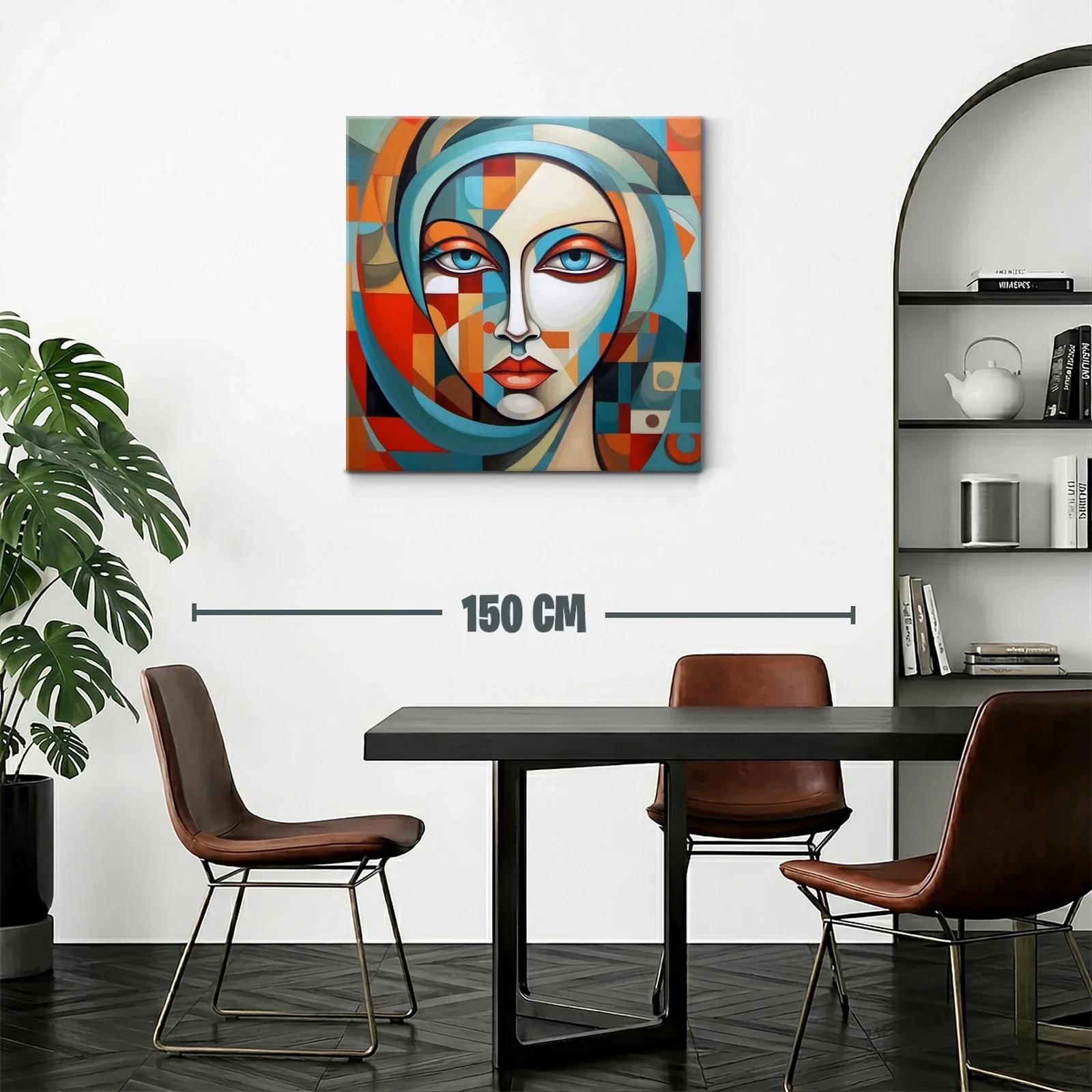 Rostro femenino geométrico con tonos vibrantes y suaves — miniatura 2