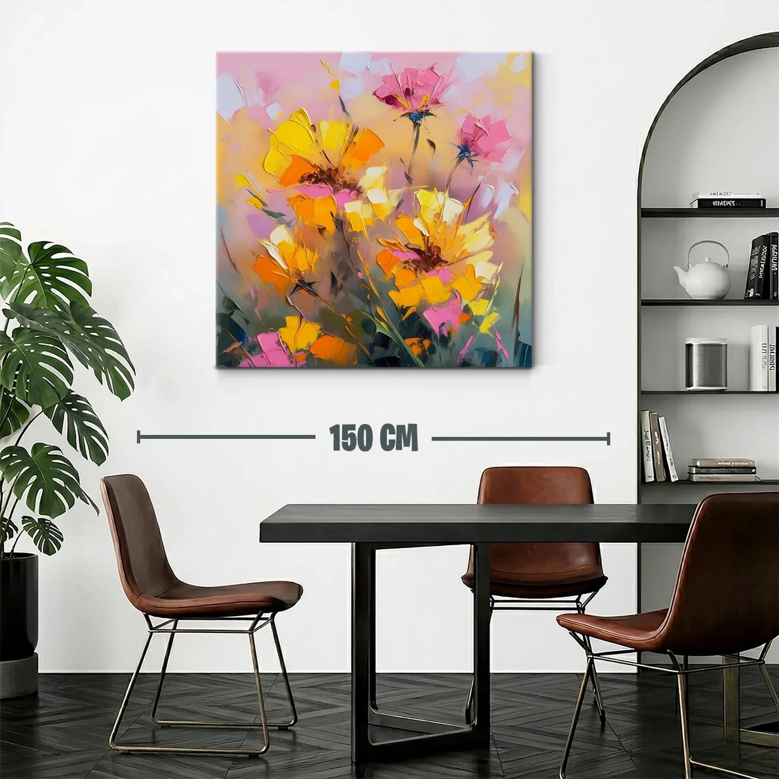 Cuadro floral abstracto en tonos cálidos y vibrantes — miniatura 2