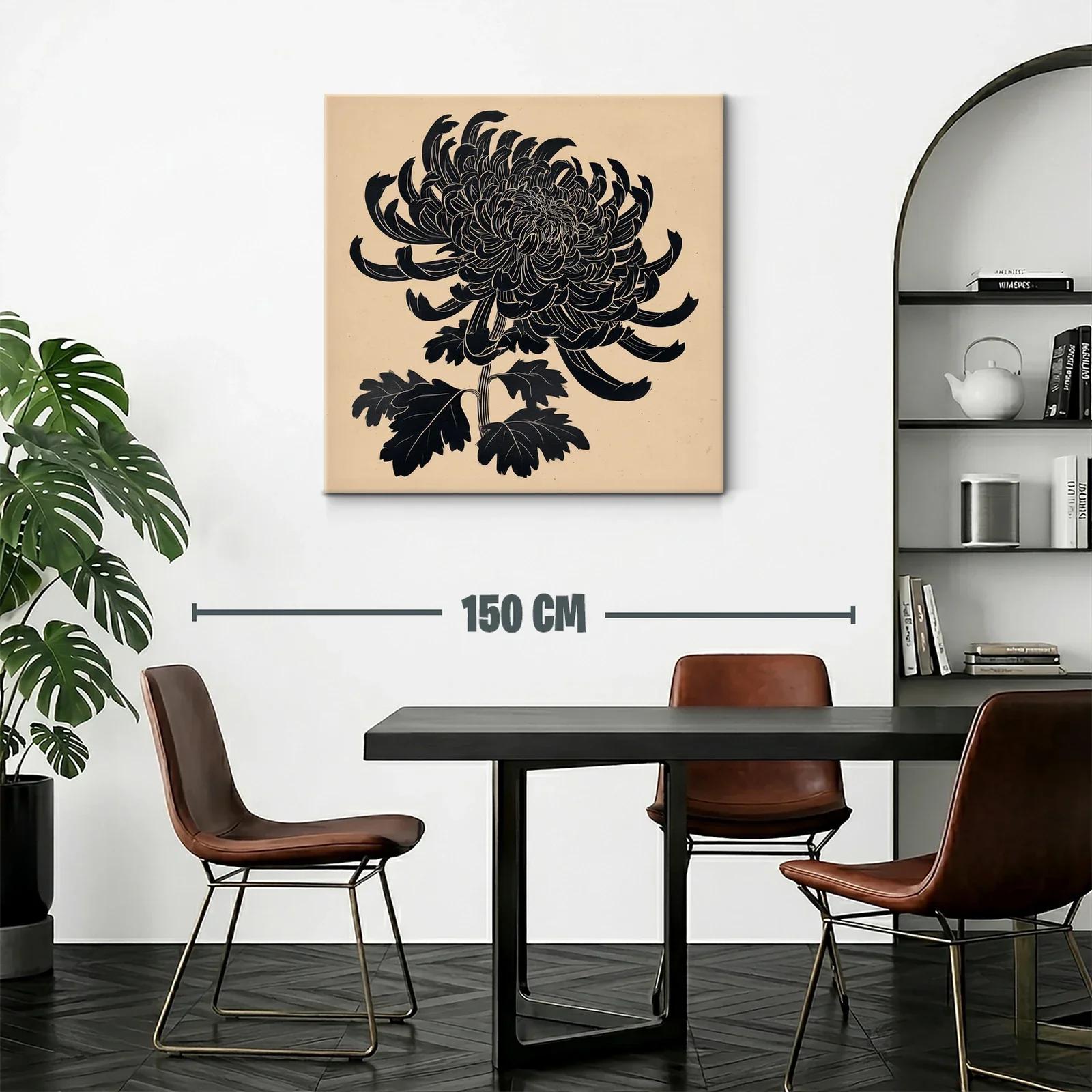 Flor negra de crisantemo sobre fondo beige elegante — miniatura 2