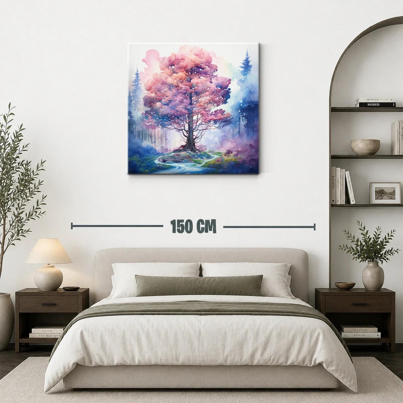 Árbol mágico con follaje rosa y ambiente de ensueño — miniatura 3