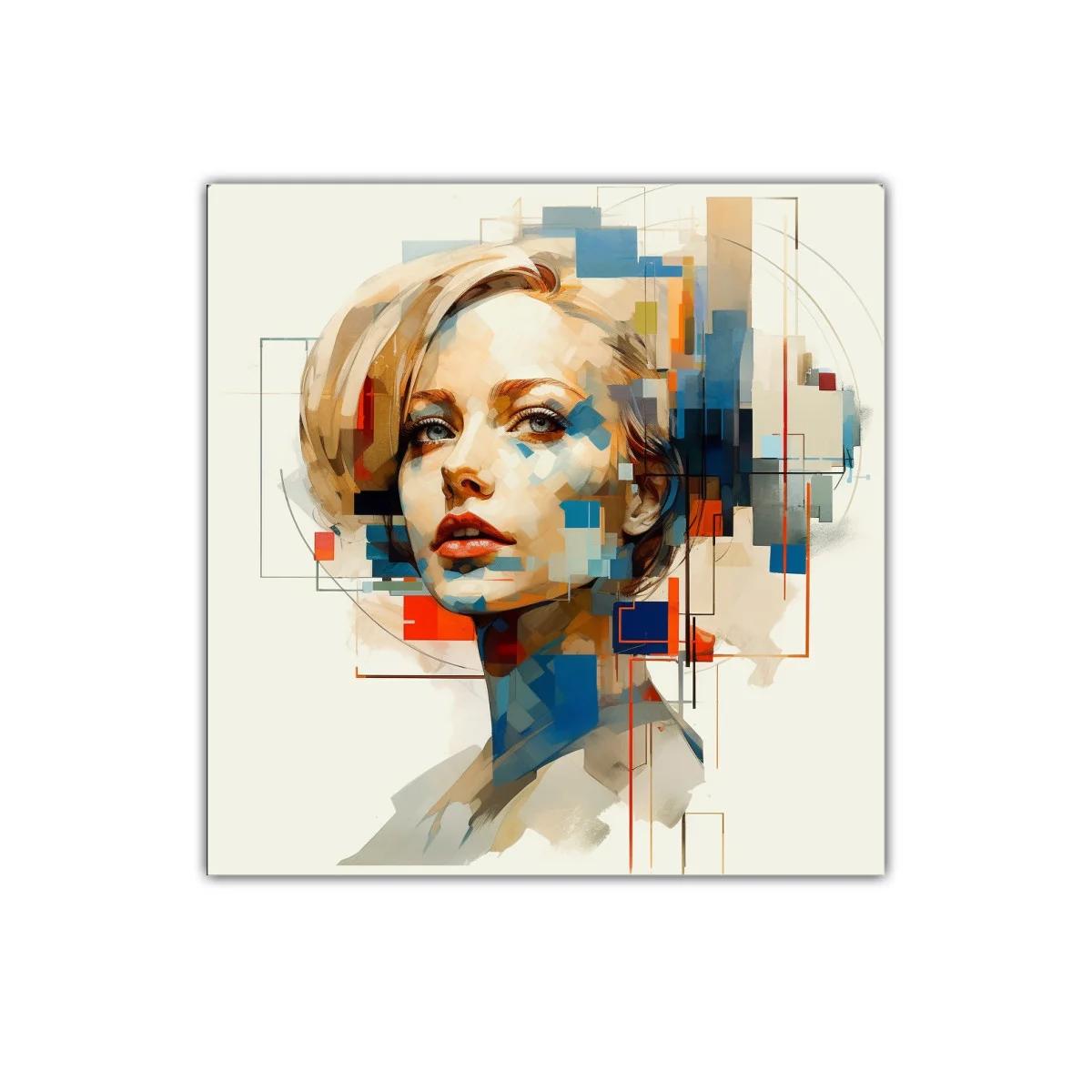 Retrato femenino con geometría y colores vibrantes — imagen principal