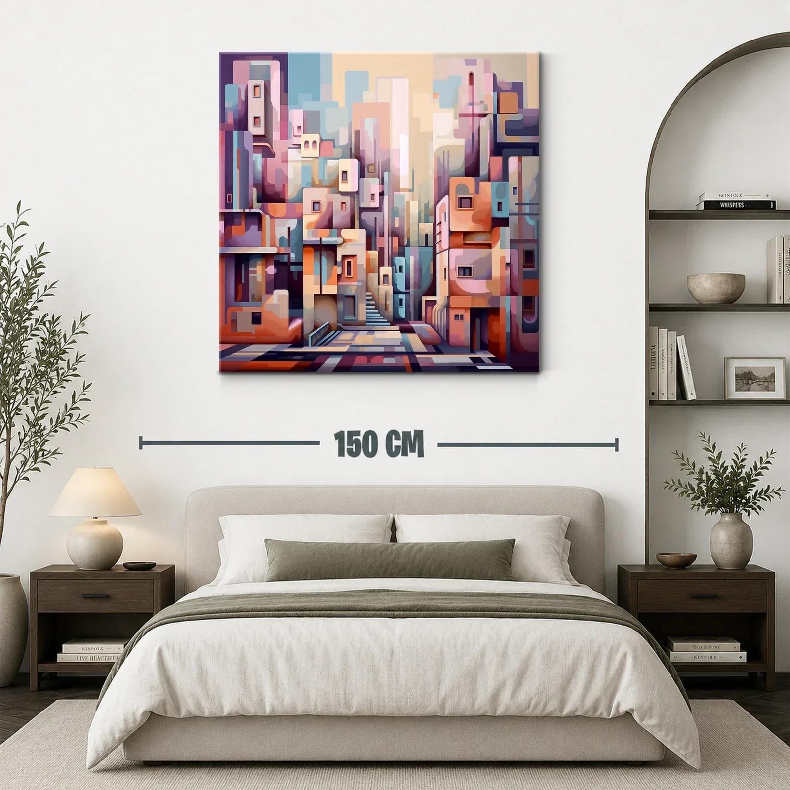 Composición urbana abstracta en tonos pastel y cálidos — miniatura 3