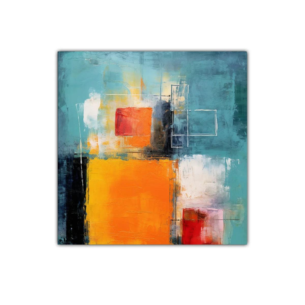Cuadro abstracto con vibrantes bloques de color y texturas
