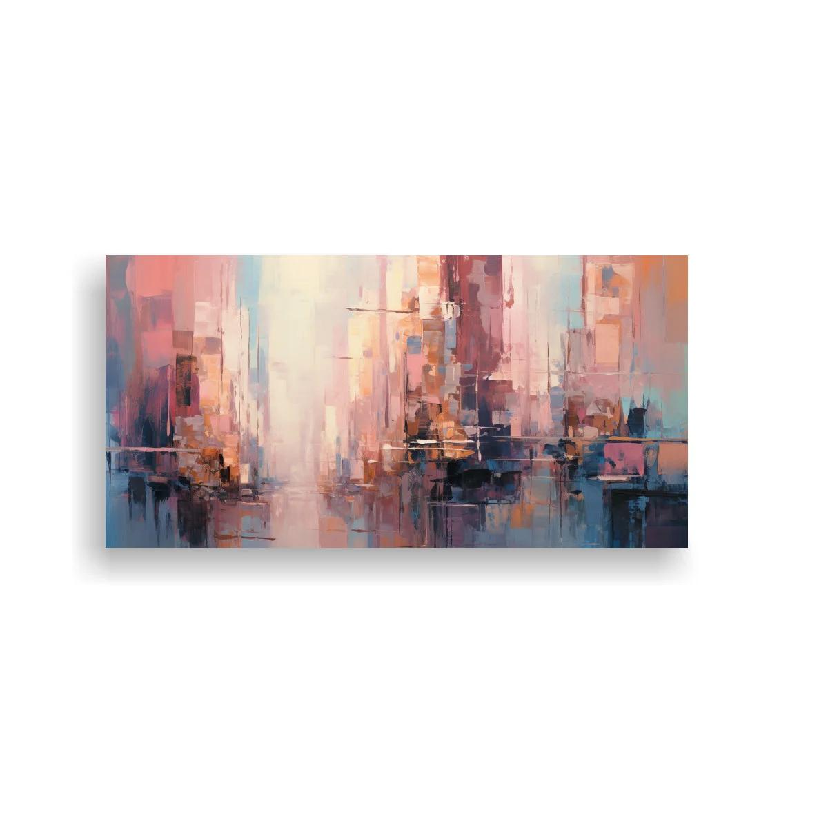 Cuadro paisaje urbano abstracto con reflejos difuminados — imagen principal