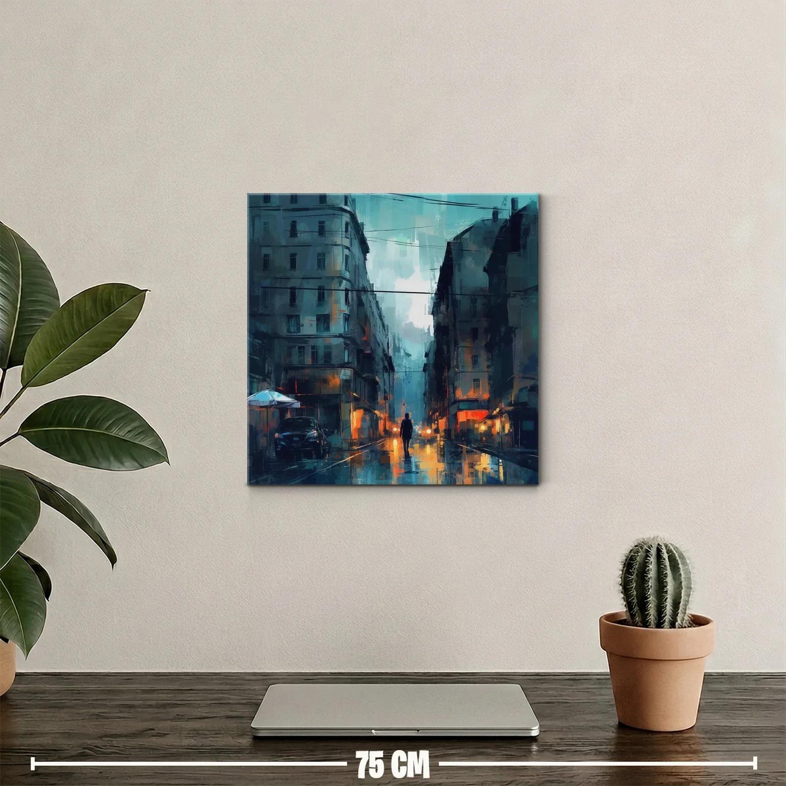 Atardecer urbano con reflejos y silueta solitaria — miniatura 2