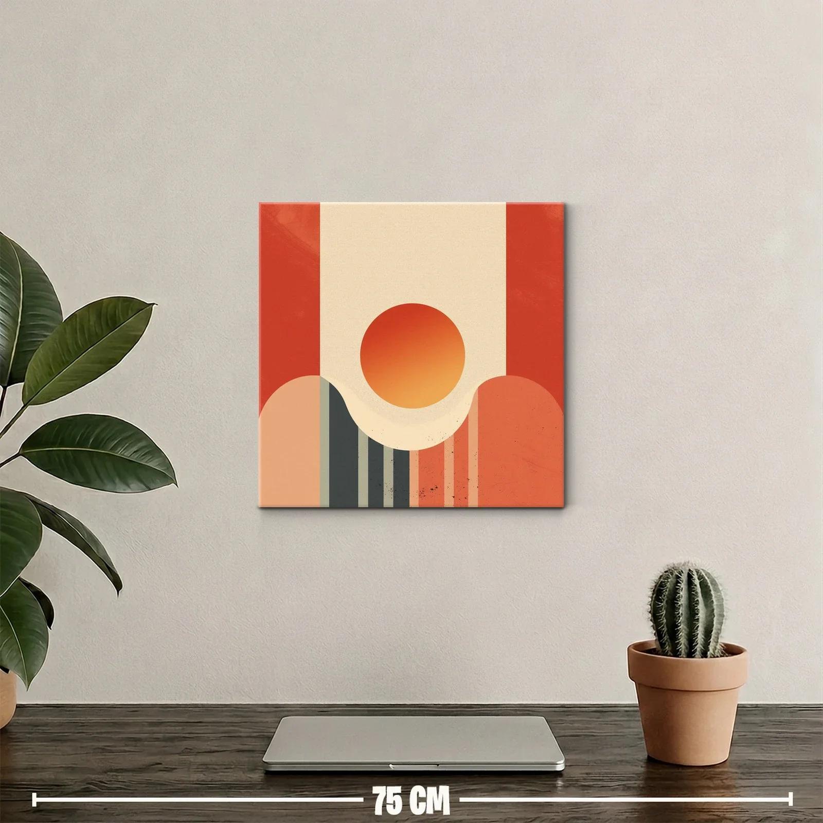 Composición geométrica con sol abstracto en tonos cálidos — miniatura 2