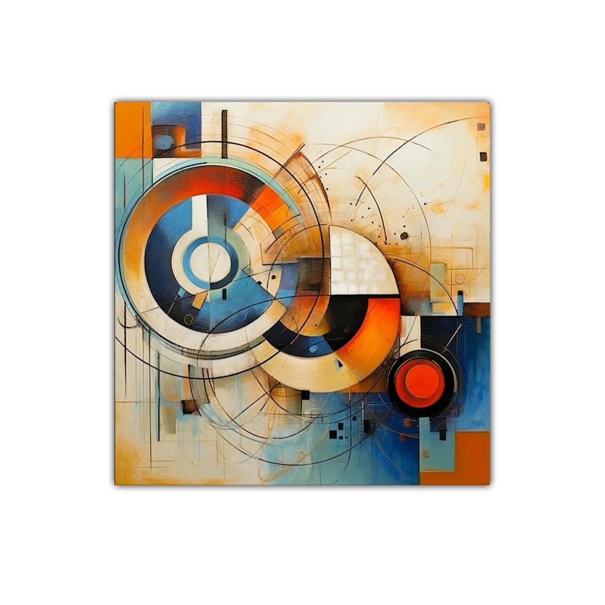 Composición geométrica con círculos en tonos cálidos y azules — imagen principal