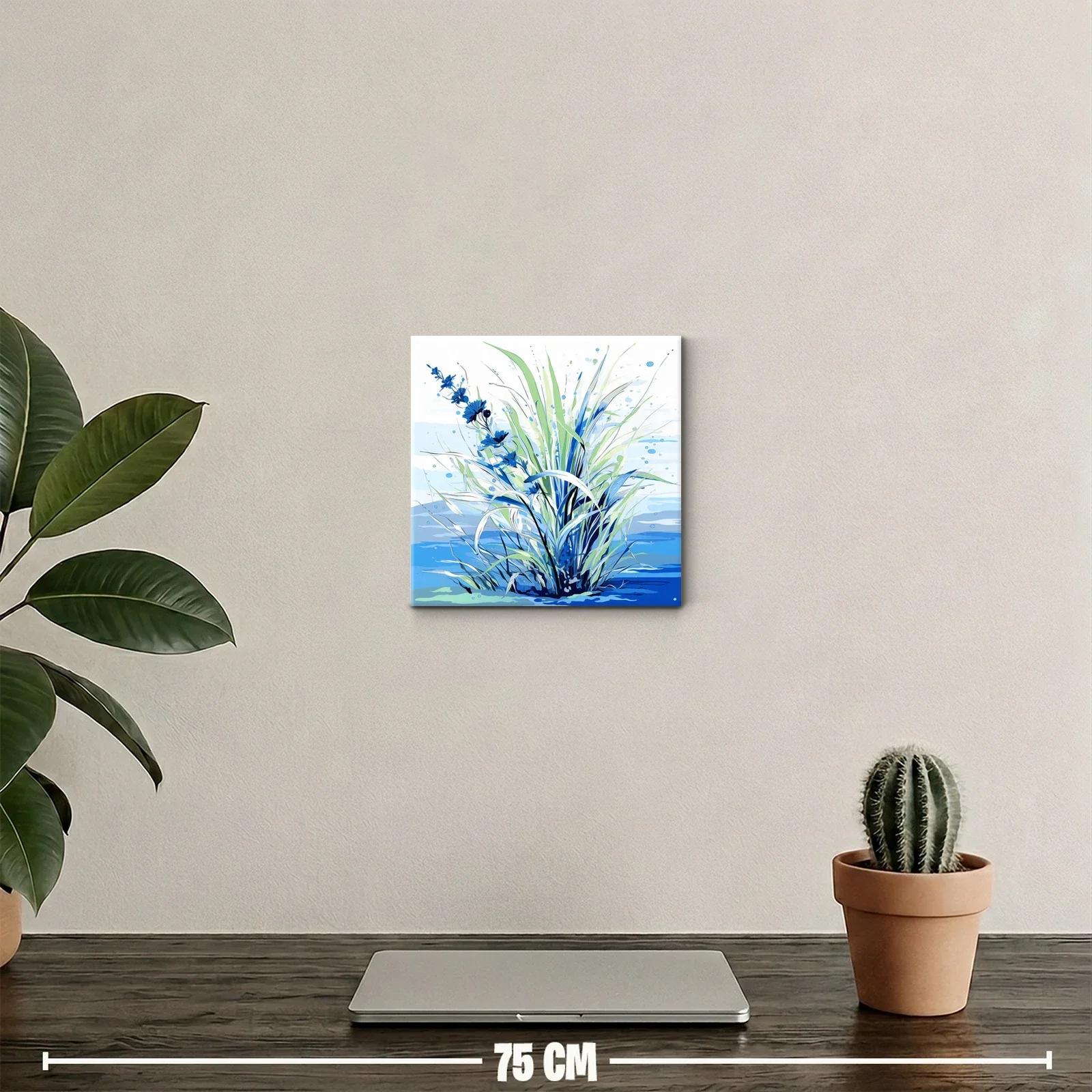 Ramillete azul con hojas verdes y fondo acuático — miniatura 2