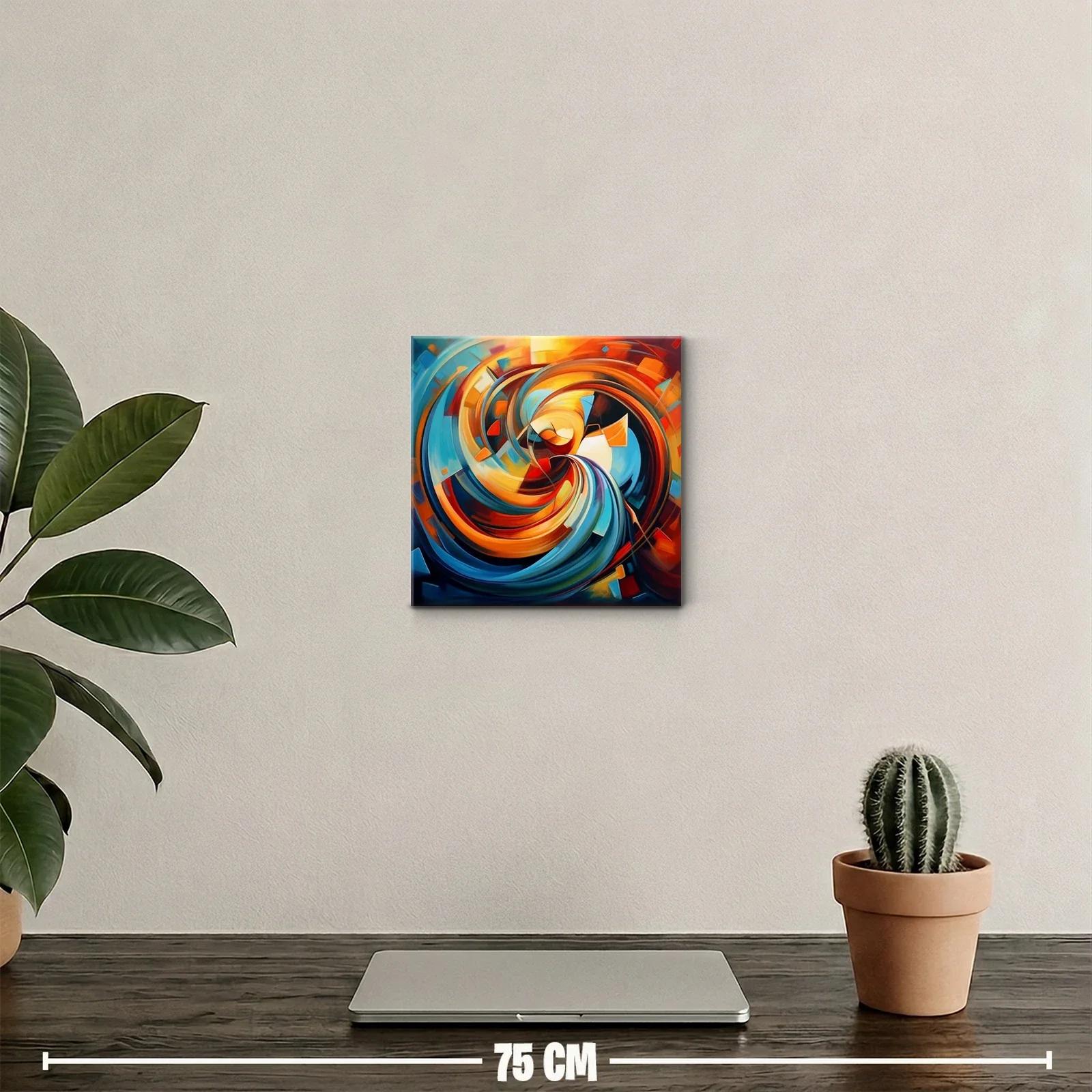Cuadro abstracto con espirales vibrantes y tonos cálidos — miniatura 2