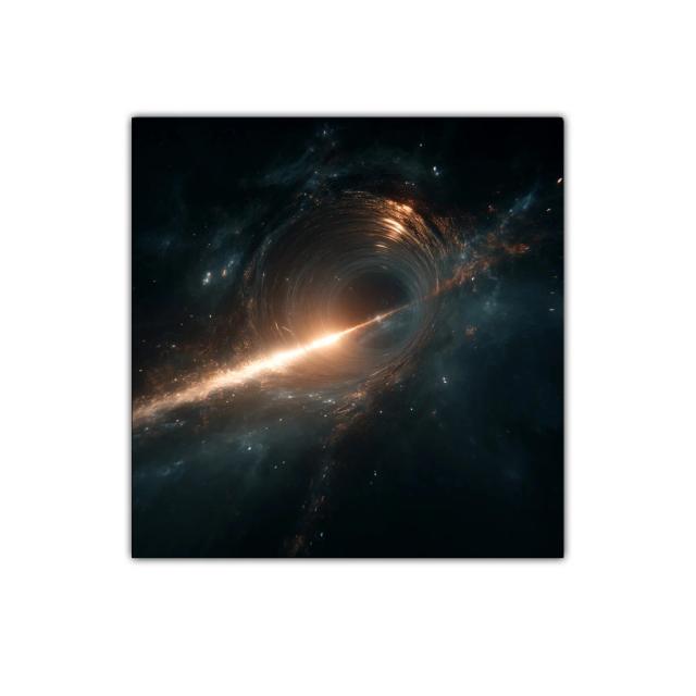 Cuadro Espacial con Agujero Negro y Luz Radiante