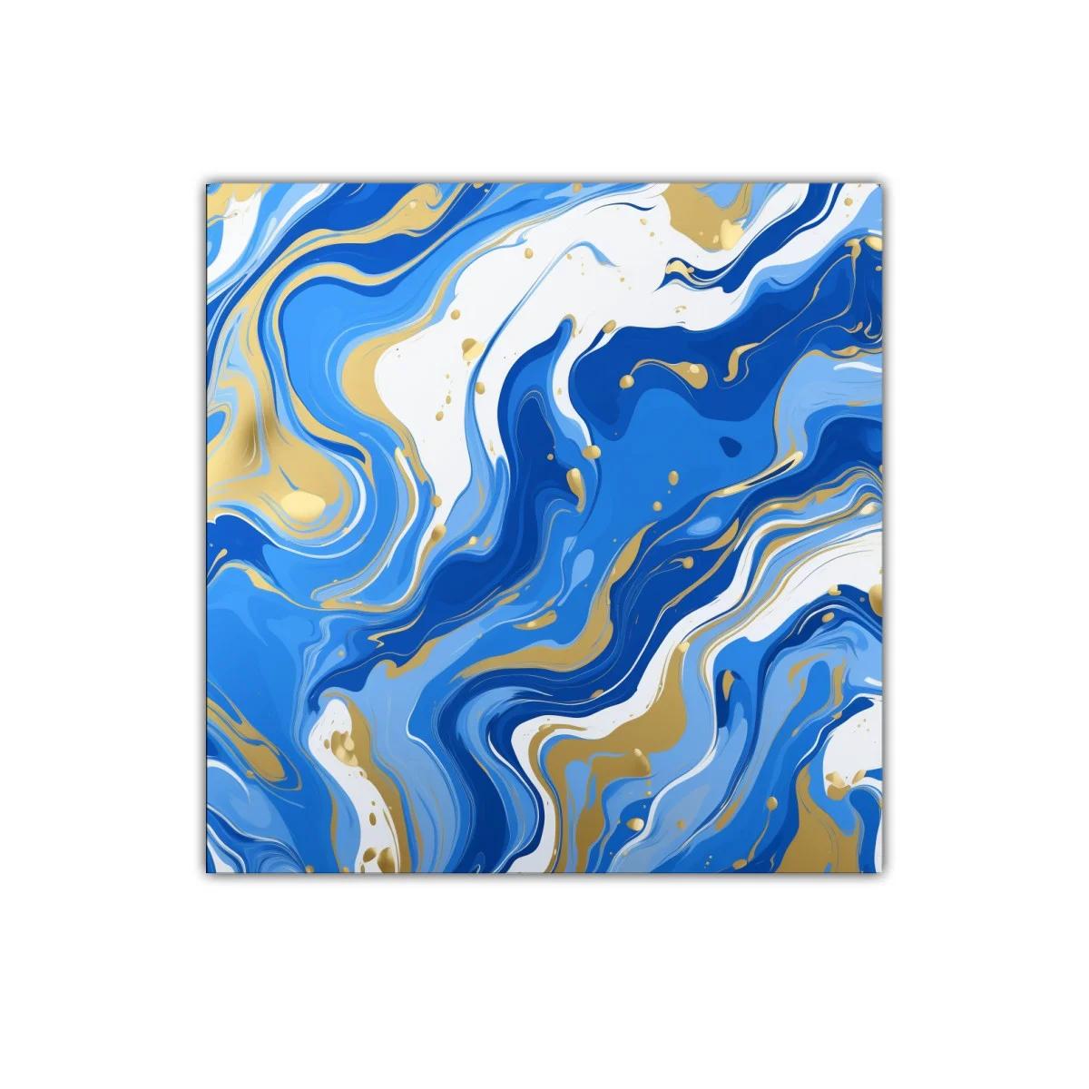 Cuadro decorativo abstracto en tonos azules con dorados — imagen principal