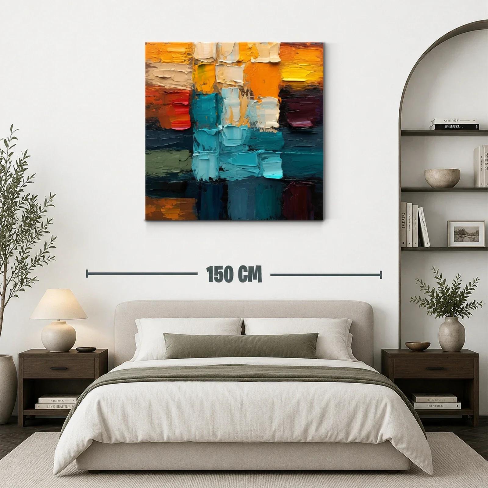 Composición abstracta en tonos cálidos y fríos vibrantes — miniatura 3