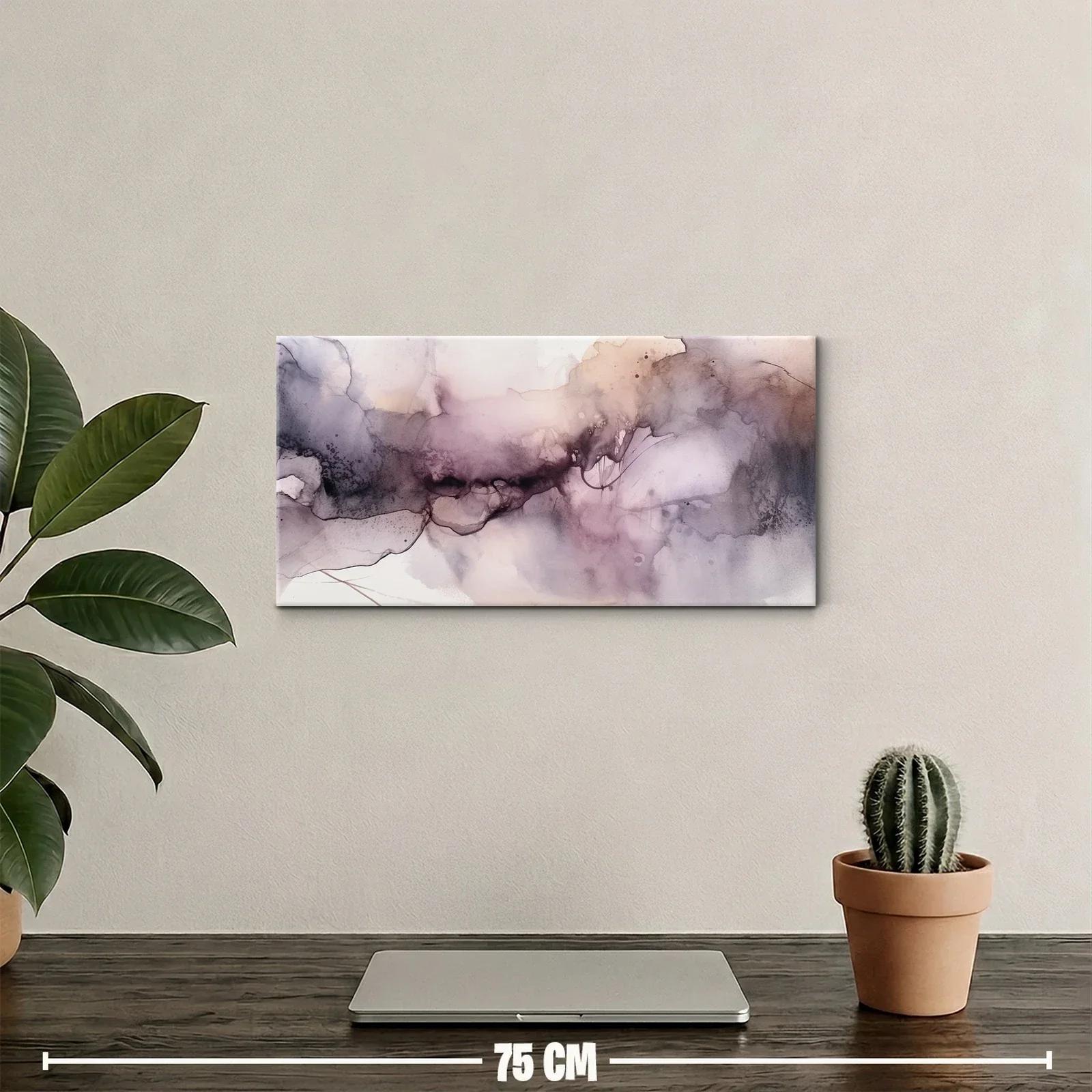 Cuadro mancha de tinta en tonos malva con franja oscura — miniatura 2
