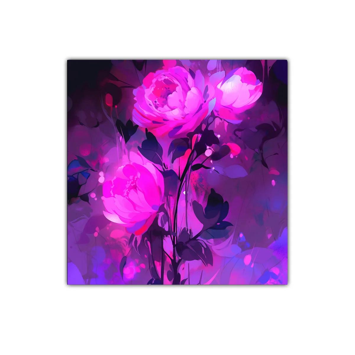 Cuadro decorativo con flores vibrantes en tonos fucsia y morados — imagen principal