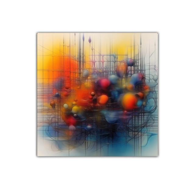 Cuadro decorativo con formas abstractas en vibrantes colores cálidos