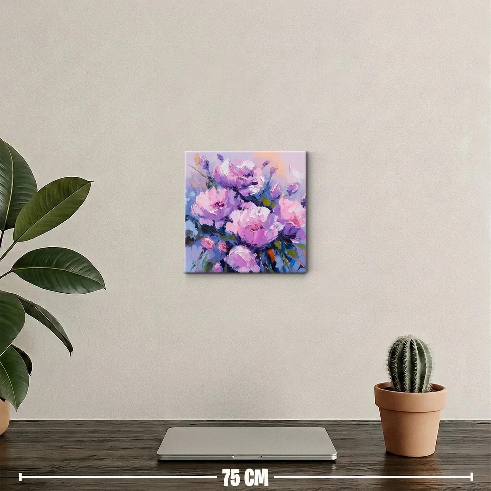 Cuadro con flores en tonos lila y rosa para decorar — miniatura 2