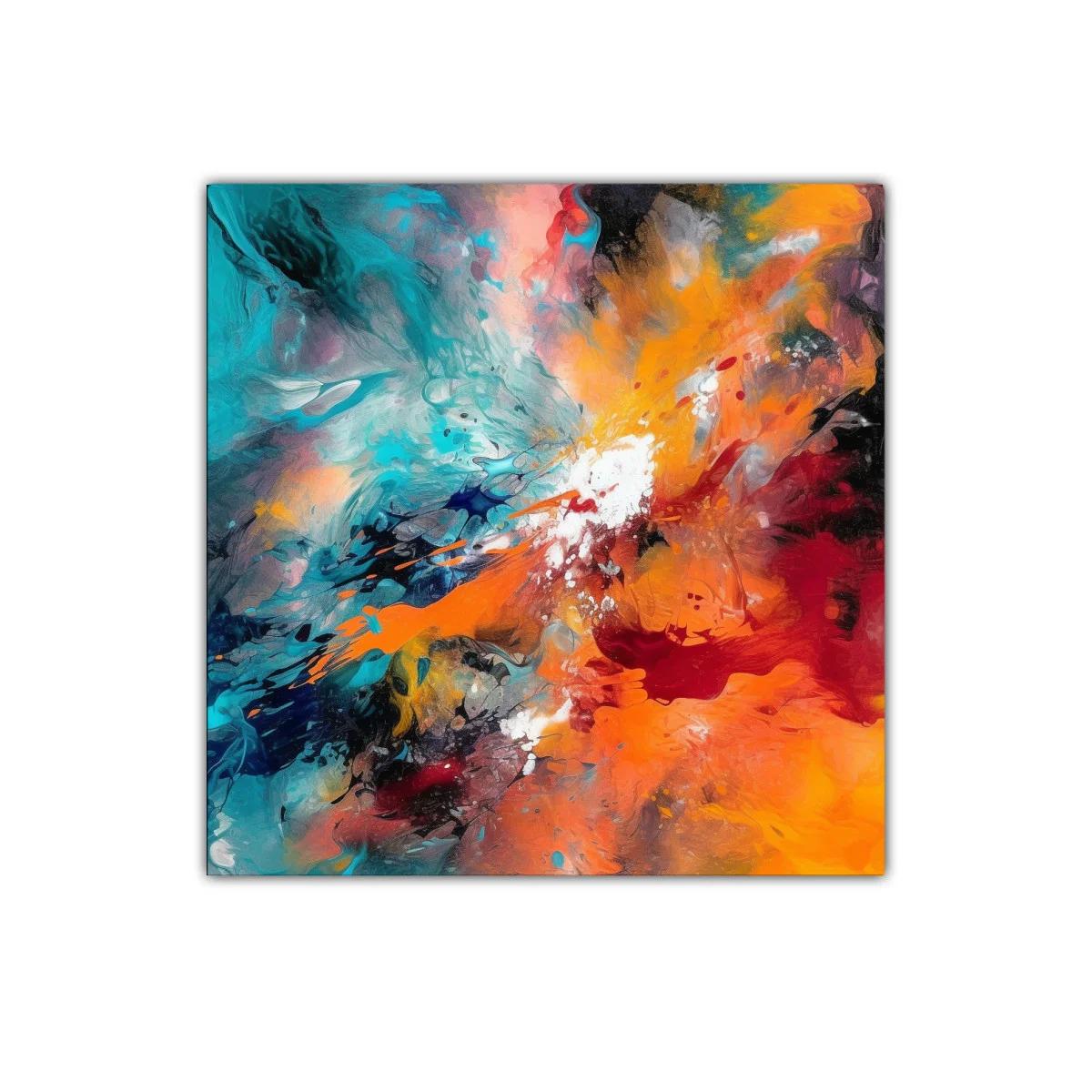 Cuadro abstracto con explosión de colores vibrantes