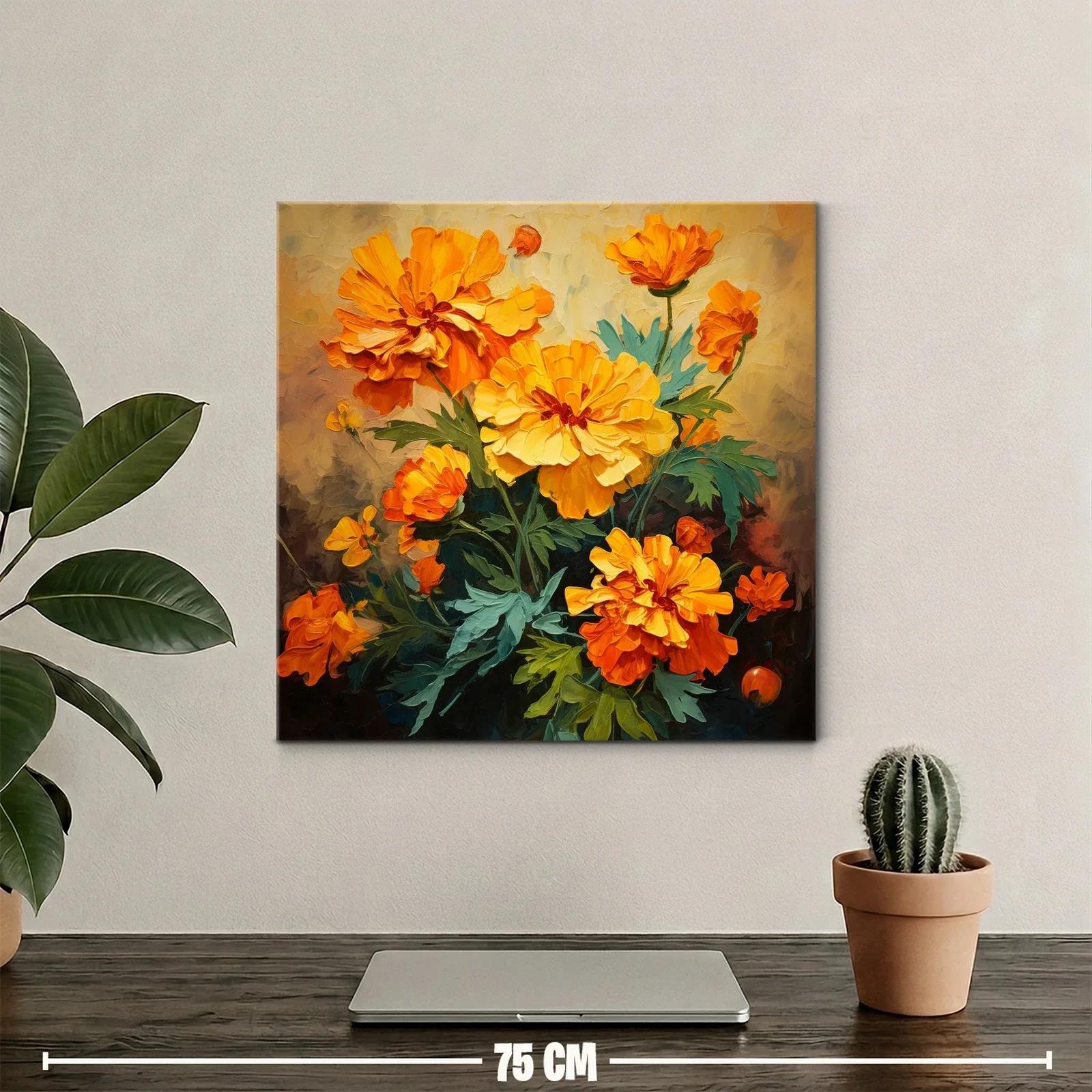 Ramo vibrante con flores naranjas y amarillas sobre fondo suave — miniatura 2