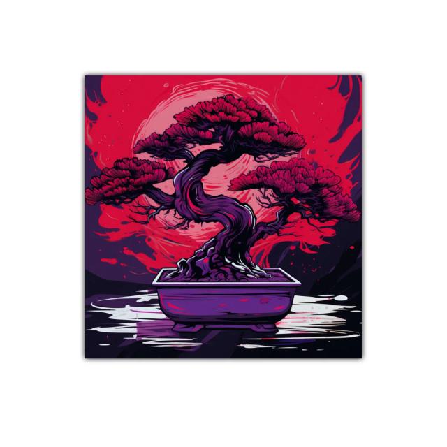 Bonsái en tonos intensos que evoca fuerza y elegancia