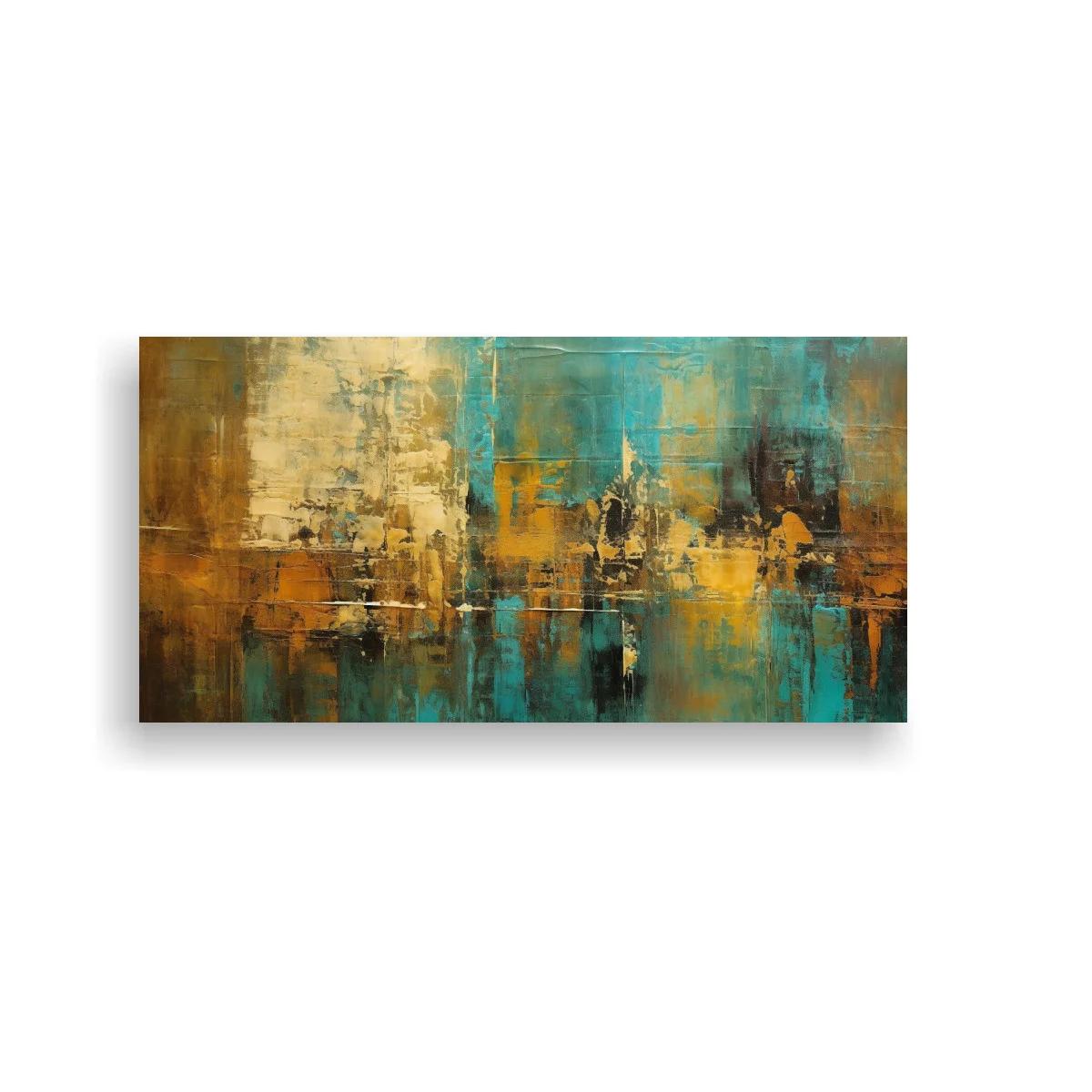Cuadro skyline abstracto con reflejos turquesa
