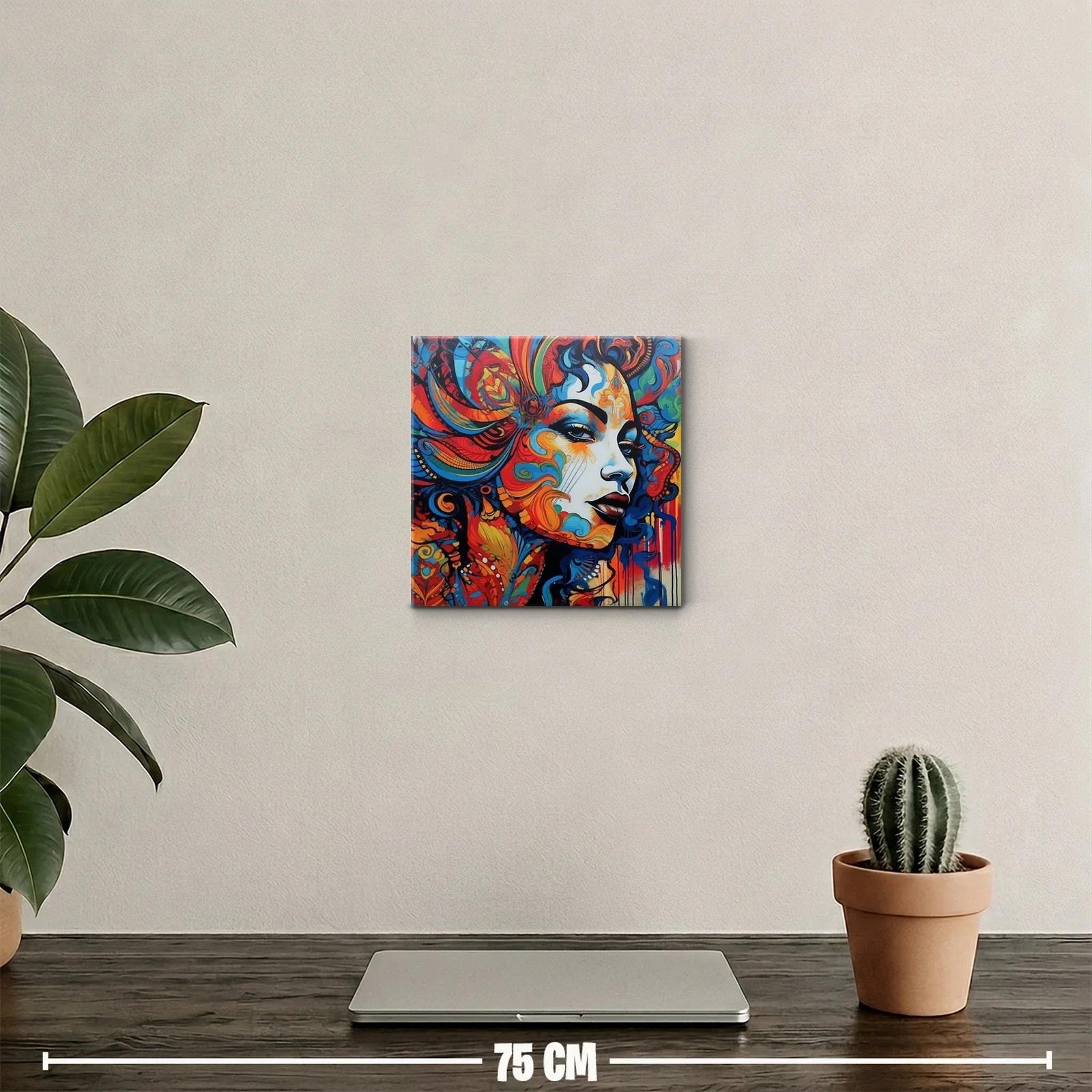 Retrato femenino con explosión de colores vibrantes y detalles fluidos — miniatura 2