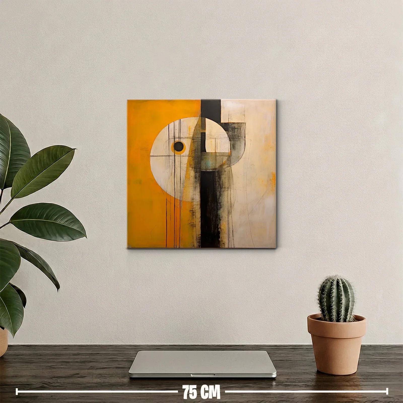 Cuadro abstracto con formas circulares y tonos cálidos — miniatura 2