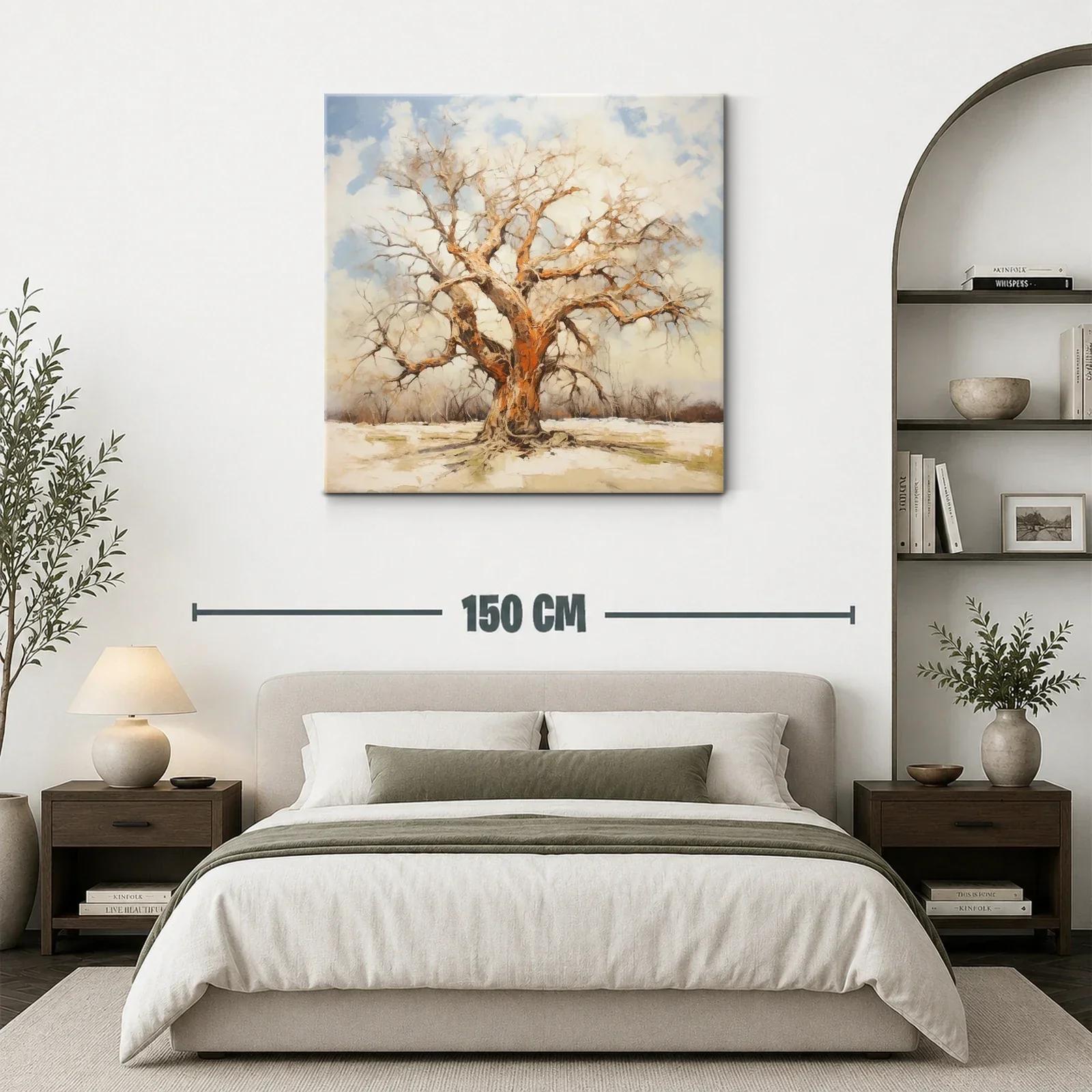 Árbol solitario con tonos cálidos y fondo nevado — miniatura 3