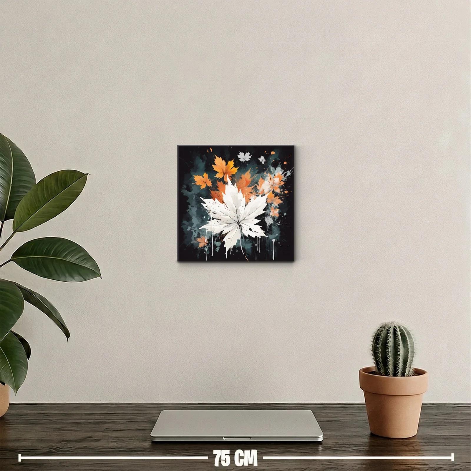 Cuadro decorativo hojas otoñales en contraste vibrante — miniatura 2
