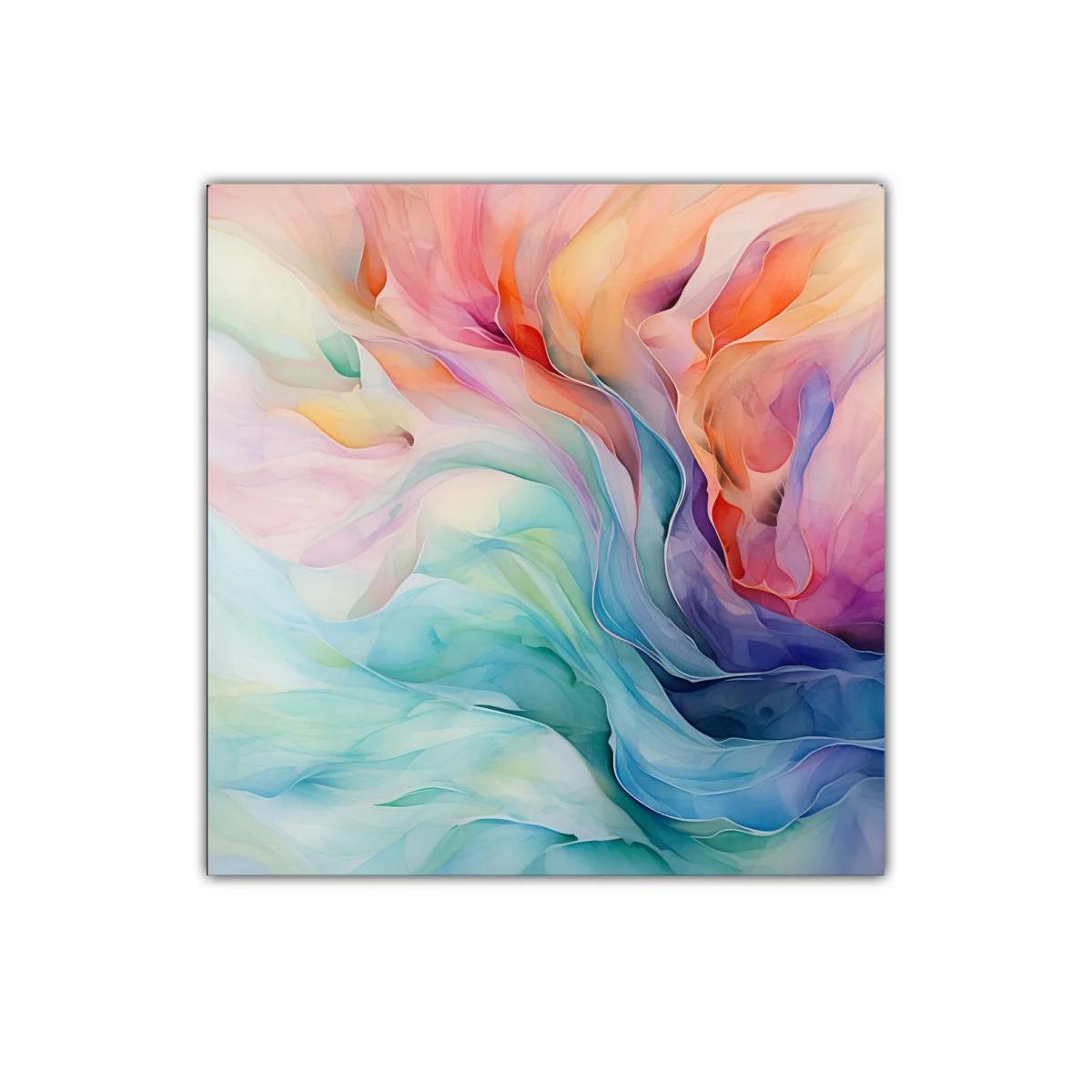 Cuadro abstracto con fluidos tonos pastel y vibrantes — imagen principal