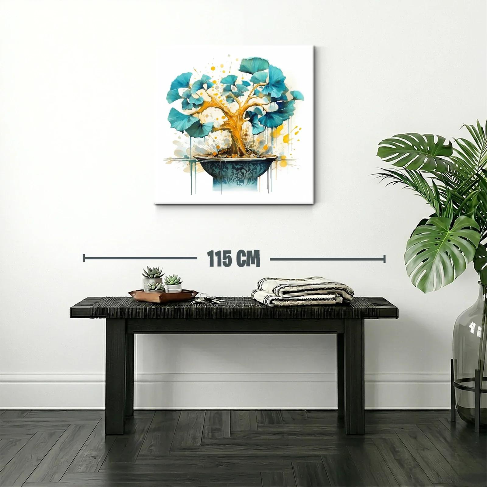 Árbol de Ginkgo en tonos dorados y azules vibrantes — miniatura 2