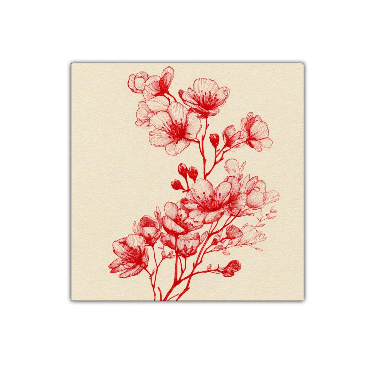 Delicada ilustración floral en tonos rojos vibrantes — imagen principal