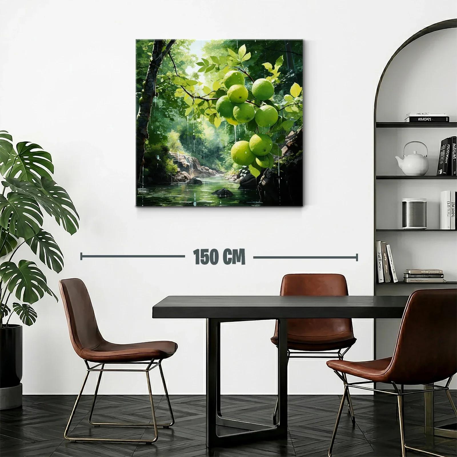 Cuadro naturaleza con manzanas verdes en paisaje luminoso — miniatura 2