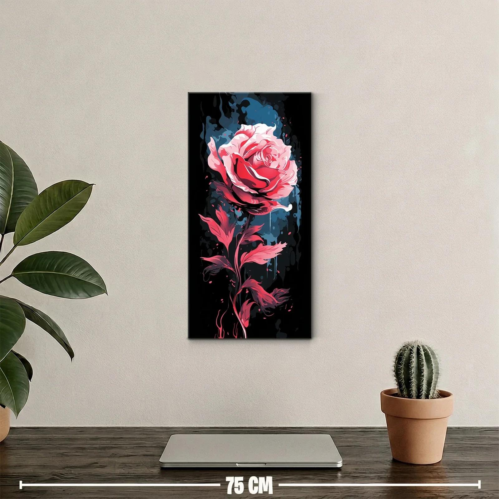Cuadro rosa rosa con fondo oscuro y goteos — miniatura 2