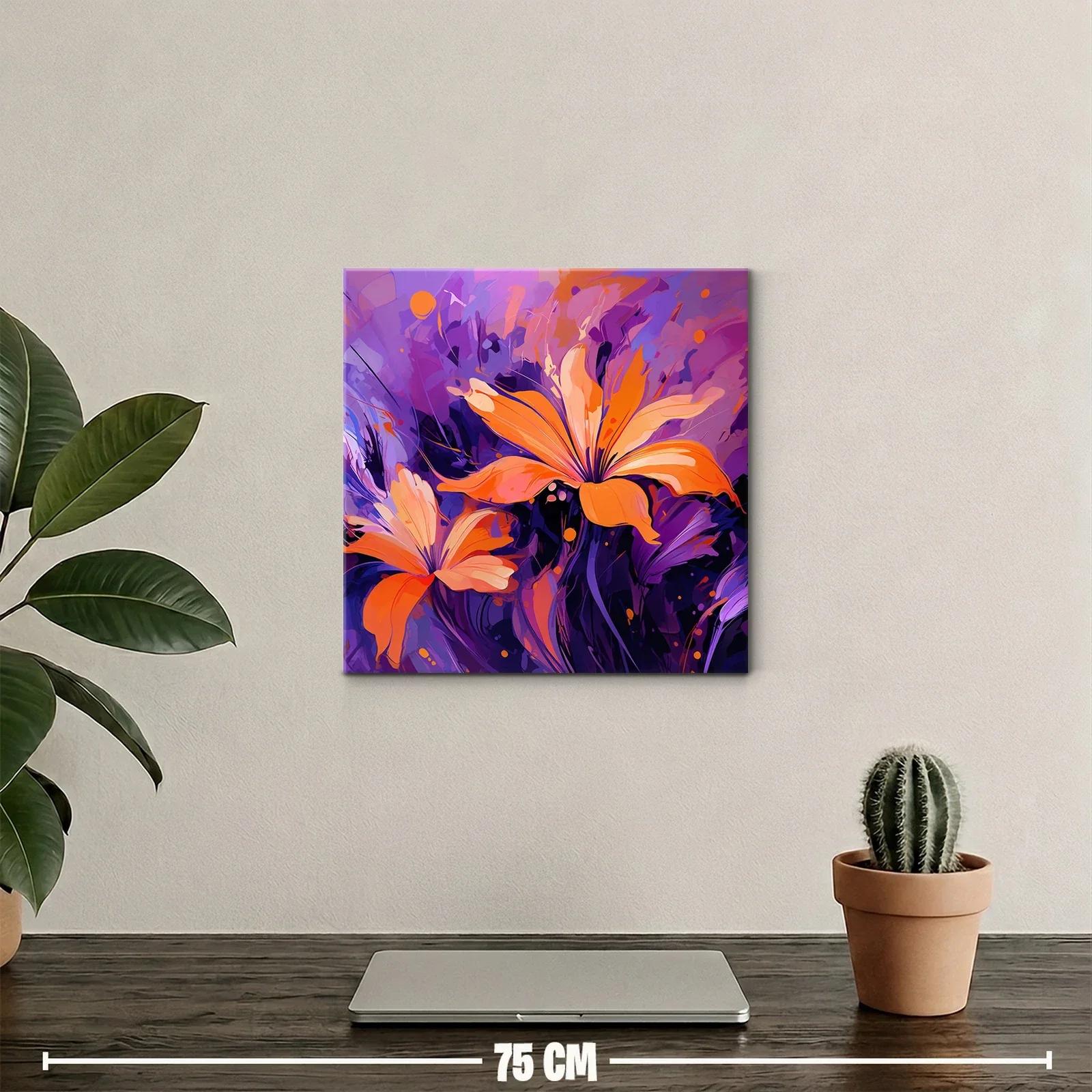 Flores vibrantes en tonos naranjas y púrpuras intensos — miniatura 2