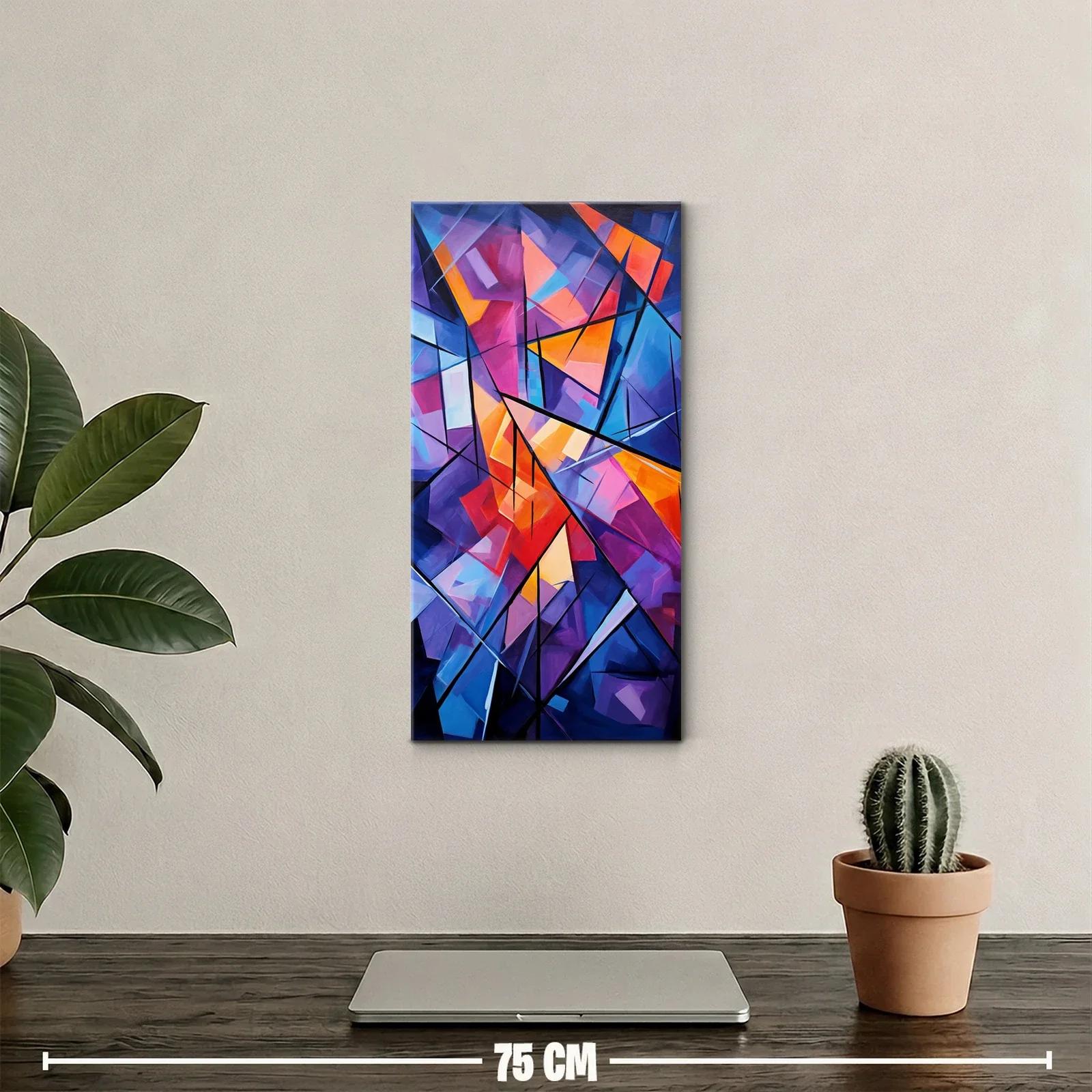 Cuadro geométrico abstracto en rosas y lilas — miniatura 2