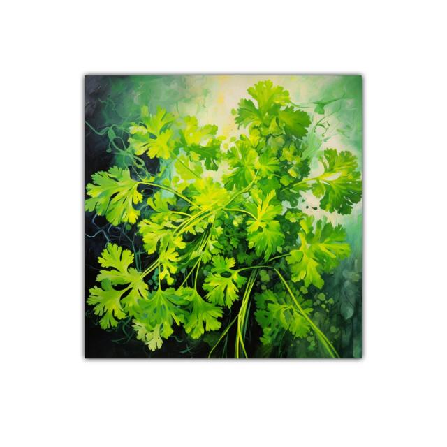 Cuadro decorativo con hojas verdes vibrantes y frescura natural