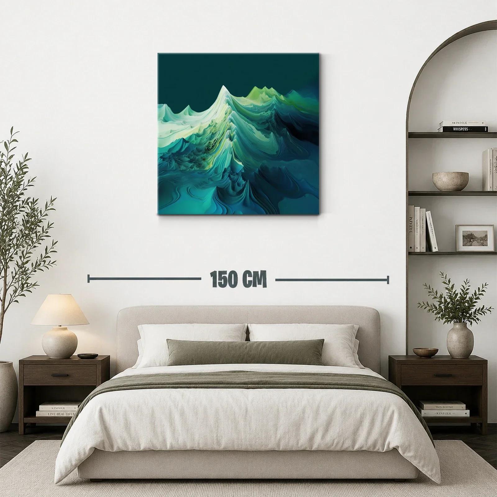 Paisaje abstracto en tonos verdes y azules profundos — miniatura 3