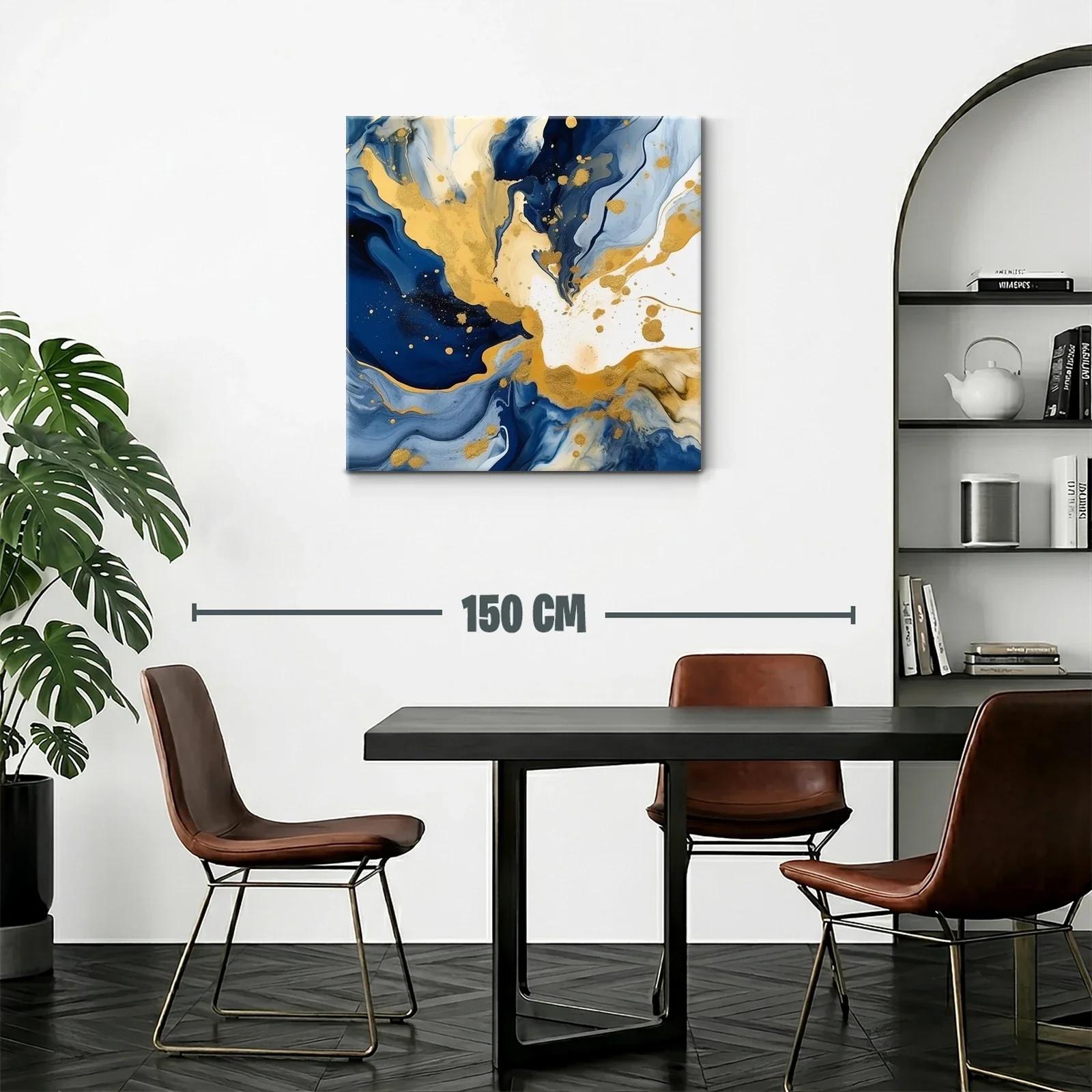 Arte abstracto con tonos dorados y azul profundo — miniatura 2