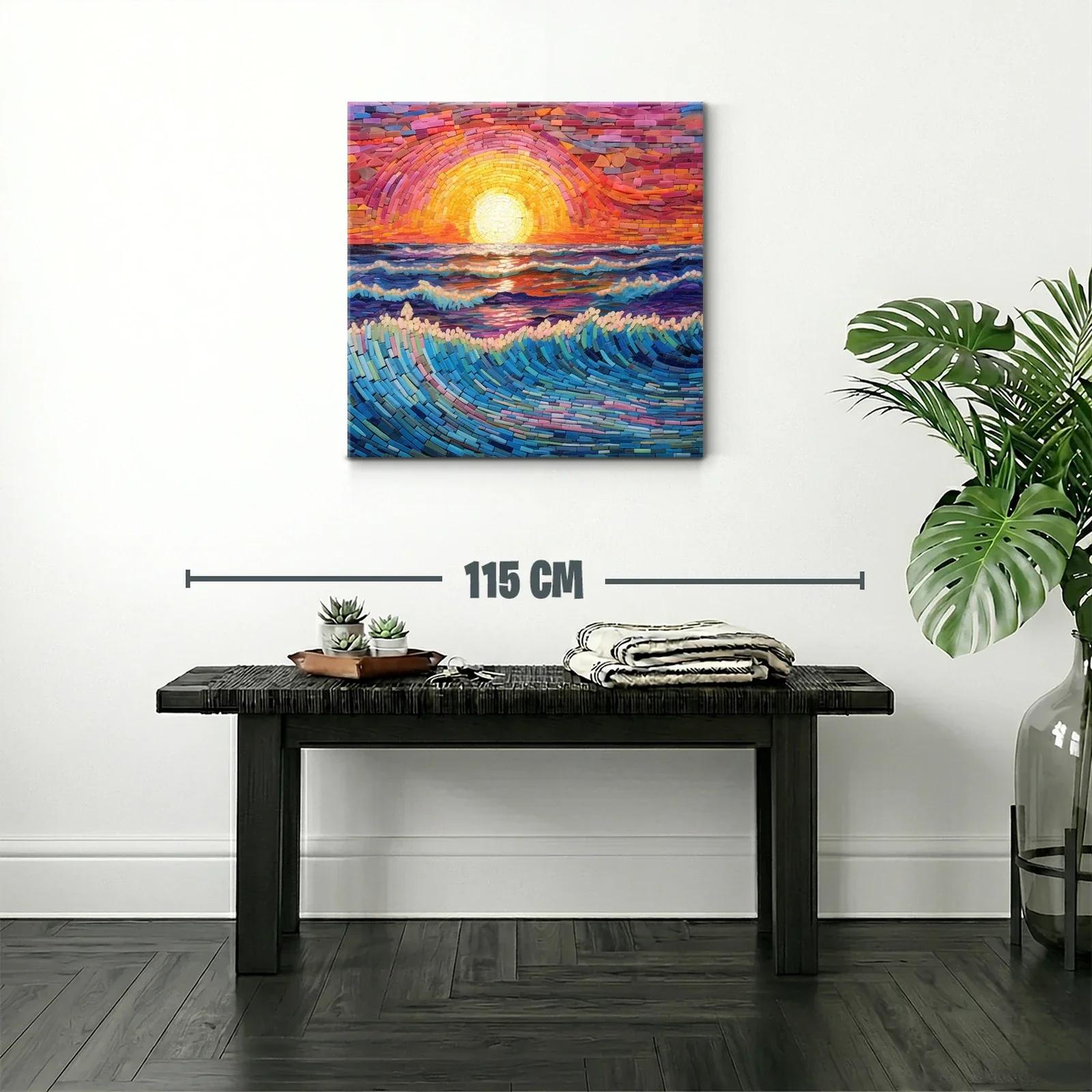 Mosaico de atardecer vibrante sobre el mar en calma — miniatura 2