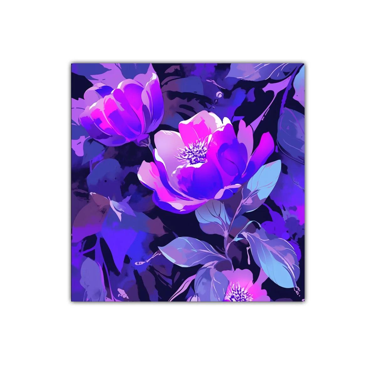 Cuadro decorativo con flores en tonos morados y lilas — imagen principal