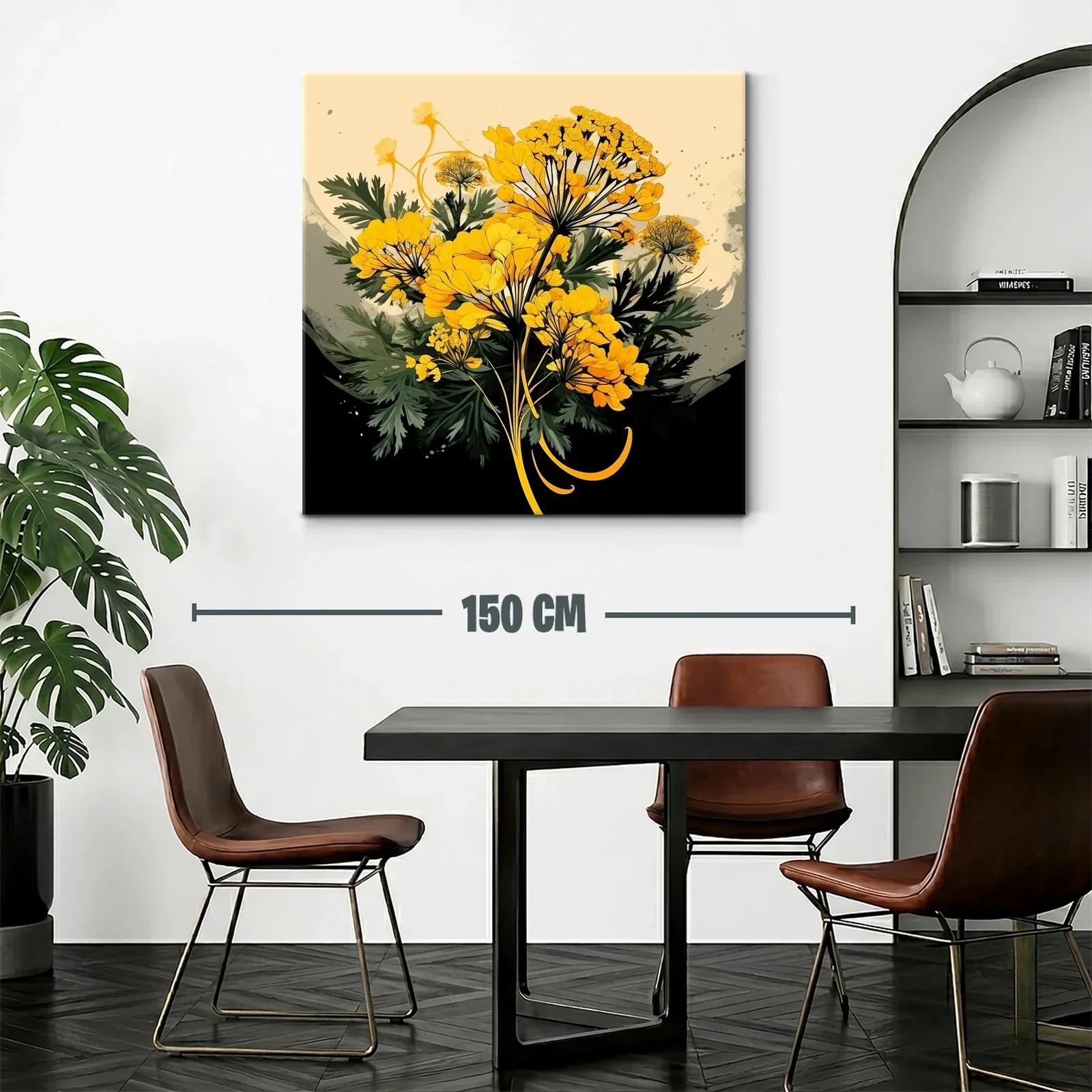 Cuadro con ramo de flores amarillas sobre fondo oscuro — miniatura 2