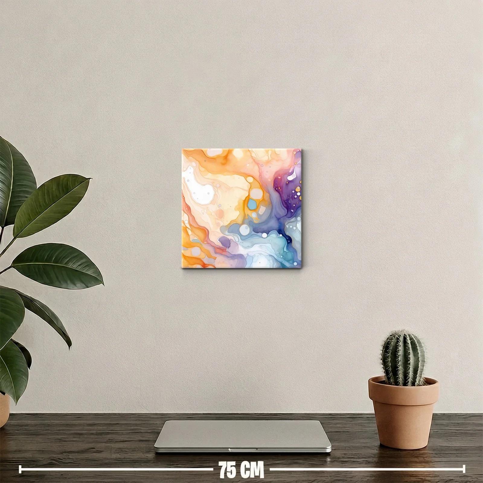 Cuadro decorativo abstracto con tonos cálidos y fríos fluidos — miniatura 2